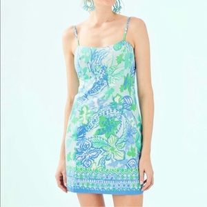 Lilly Pulitzer Shelli Dress Size 0 Whisper Blue Boom Croc a Locca